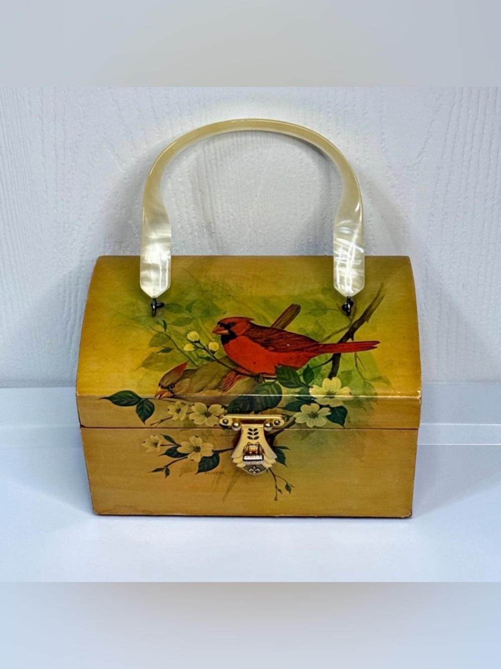 Annie Laurie Vintage Original Palm Beach Red Cardinal Box Purse